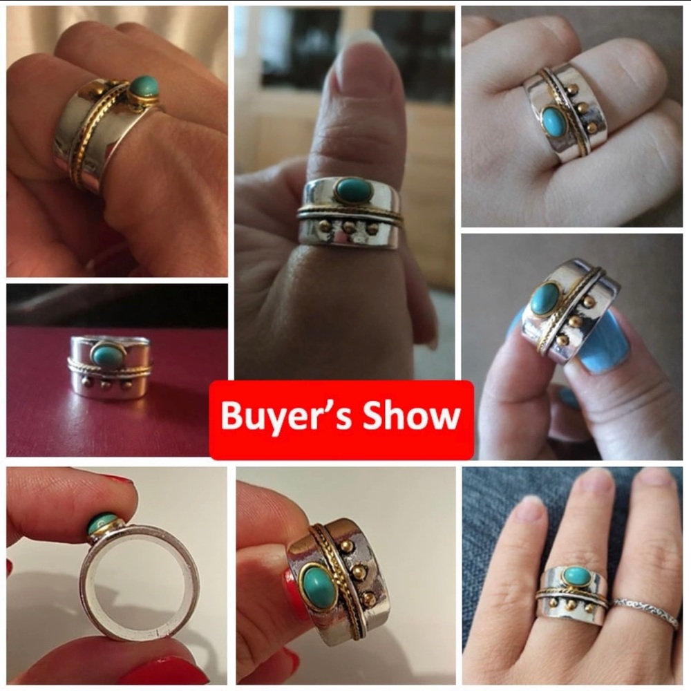 Bohemian Silver Turquoise Ring - Picture 2 of 2